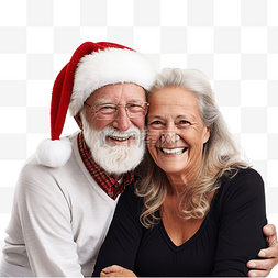 在家庆祝圣诞节的老年夫妇的肖像