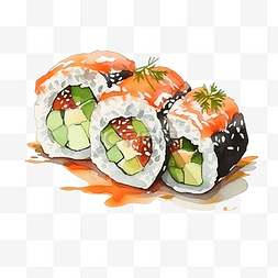 鰻魚图片_水彩寿司日本料理