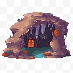 石门图片_洞穴剪贴画卡通洞穴与瀑布和石门
