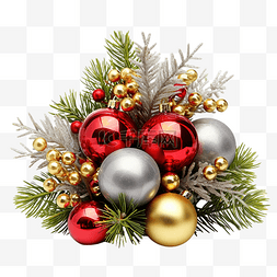 圣诞布置图片_用银装饰的冷杉树枝的圣诞布置