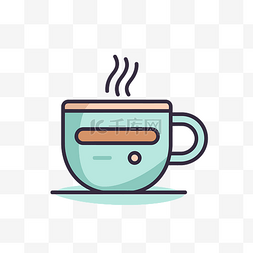 平面咖啡杯图标与热咖啡 向量