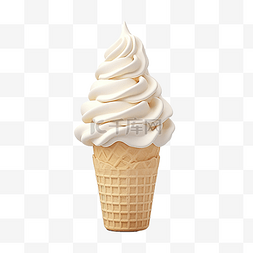 粉色的冰淇淋图片_香草冰淇淋 3d 插图