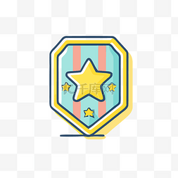 彩色鲤鱼旗子图片_带有蓝色和黄色星星的彩色奖章徽