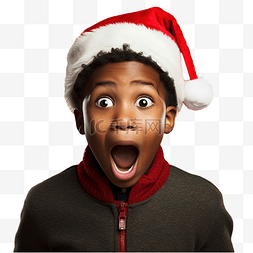 戴圣诞帽的男孩图片_戴着圣诞帽的非洲裔美国男孩，红