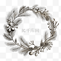 硬木雕刻图片_圣诞花环和分离的不同植物的树枝
