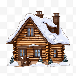 有烟囱的房子图片_房子或小屋的烟囱被雪覆盖
