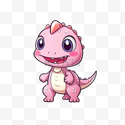 侏罗纪森林图片_可爱的恐龙粉红色站立和微笑漫画
