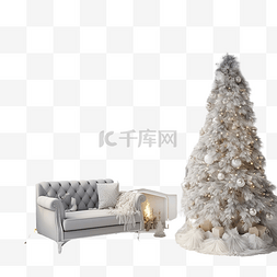 茶几沙发图片_带沙发的美丽圣诞内饰