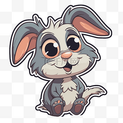 小耳朵可爱贴纸图片_可爱的小兔子贴纸艺术 向量