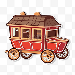 木屋顶图片_有木屋顶和门的红色木马车 向量