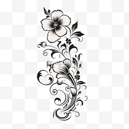 黑色線图片_黑色植物装饰纹身