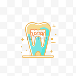 卡通风格的牙科护理图标的插图 
