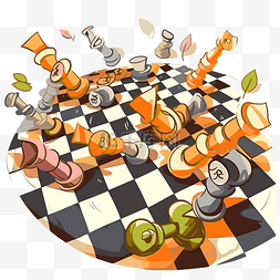 国际象棋插画图片_格子剪贴画国际象棋战斗 向量