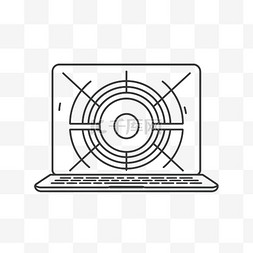热射线圆形计算机屏幕的线性概念