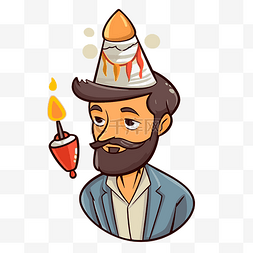 派对胡子设计男人与蜡烛矢量图剪