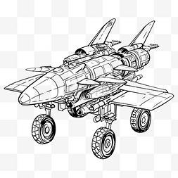 战斗机插图图片_带炸弹着色书的军用无人机导弹袭