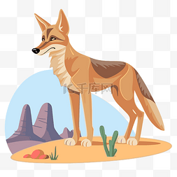 郊狼图片_土狼剪贴画狐狸站在沙漠卡通 向