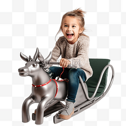 玩法中公告图片_快乐的孩子骑圣诞雪橇