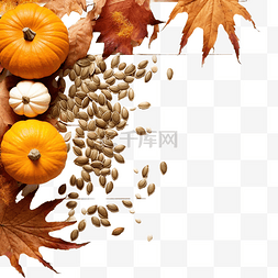 传统文化元素背景图片_木制南瓜籽的感恩节快乐装饰