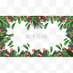 新年边框横图图片_圣诞节一品红花卉边框横图水彩植