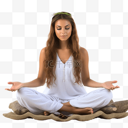 冥想女性图片_户外瑜伽训练和冥想
