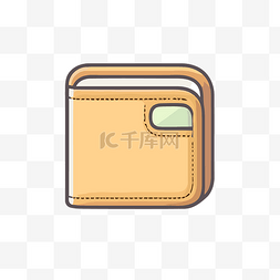 空的钱包图片_灰色背景上的矩形卡通风格钱包图