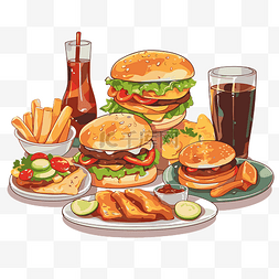 汉堡包的餐剪贴画卡通插图 向量