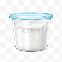酸奶插画的塑料容器