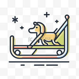骑狗图片_可爱的狗骑雪橇的窄线插图 向量