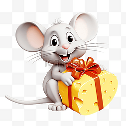 老鼠和奶酪图片_快乐而友好的微笑小老鼠，带着大