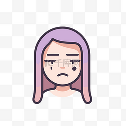 紫色头发的悲伤脸 向量