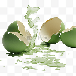 奶油蛋图片_绿色破碎的鸡蛋