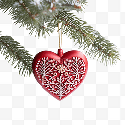 寒冷的形状图片_装饰心形装饰品情人节在圣诞树上
