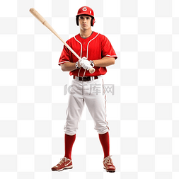 说唱图标图片_棒球击球手红色制服