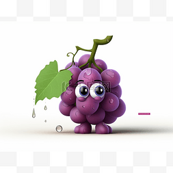 葡萄叶子图片_卡通人物拿着葡萄，叶子伸出来
