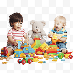 小孩子玩具图片_快乐的小孩子在托儿所里玩有趣的