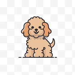 米色背景上的小棕色贵宾犬插图 
