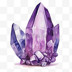 水晶可爱图片_水彩紫色水晶