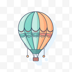 平面热气球素材图片_白色背景上的平面彩色热气球 向