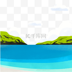 蓝色湖水图片_蓝色湖面白云风景