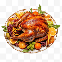感恩节传统食物感恩节火鸡，盘子