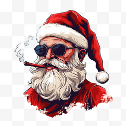 抽雪茄图片_圣诞老人抽雪茄插画
