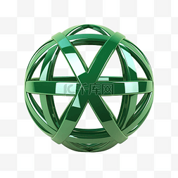 绿色球体png图片_绿色球体几何3d渲染基本形状