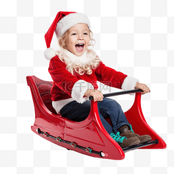 快乐的孩子骑圣诞雪橇