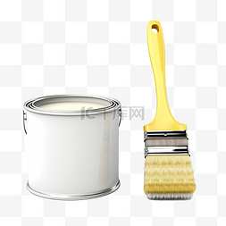 油漆罐白色图片_打开油漆罐和滚筒刷