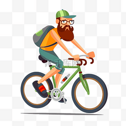 骑自行车插画图片_骑自行车的人剪贴画留着胡子的骑
