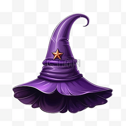 白色背景紫色女巫帽子巫术插画卡