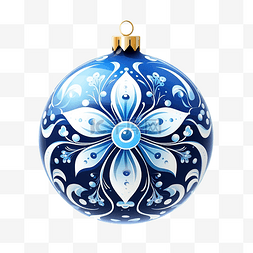 蓝色圣诞装饰球png ai生成