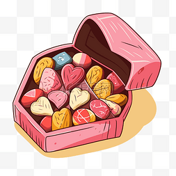 情侣糖果盒剪贴画心形盒子装满糖