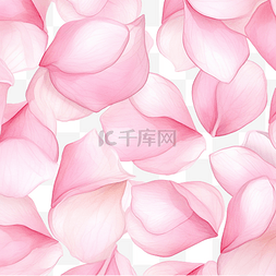 水彩粉色玫瑰花瓣无缝图案背景